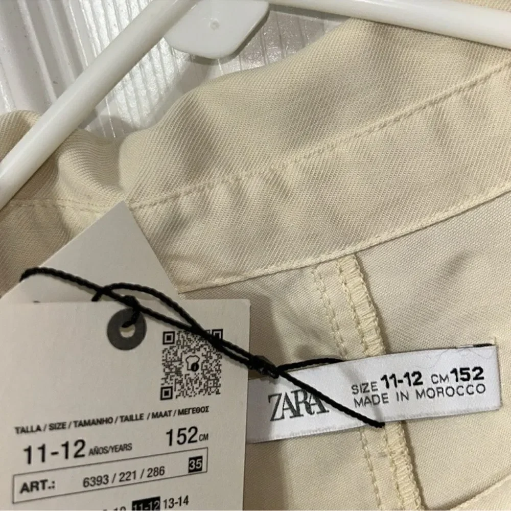 Zara Cream/Beige Kids Girls Shirt Dress(Size 11-12yrs)